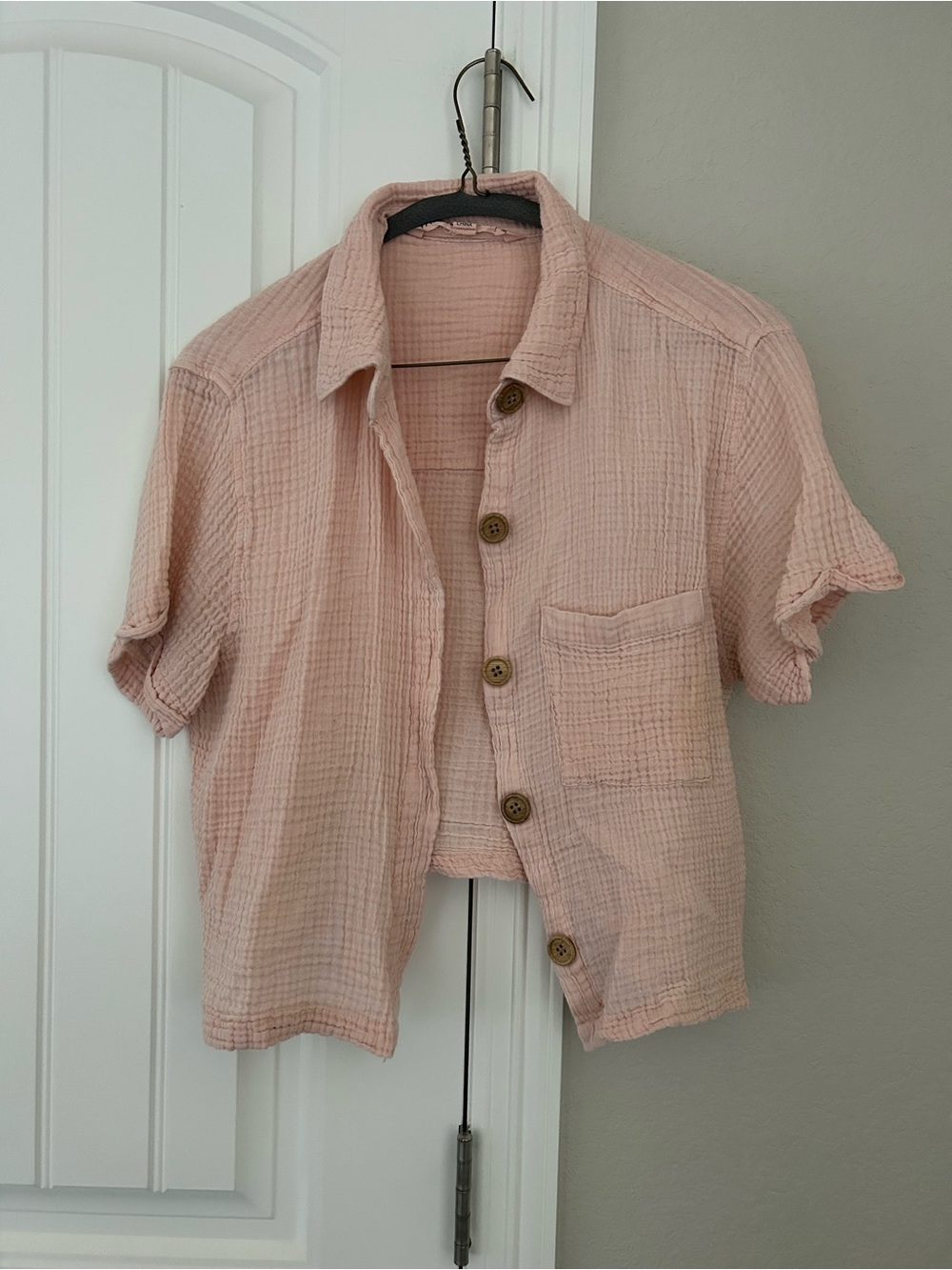 Vanilla Star Pale Pink Short-Sleeve Button-Down Shirt